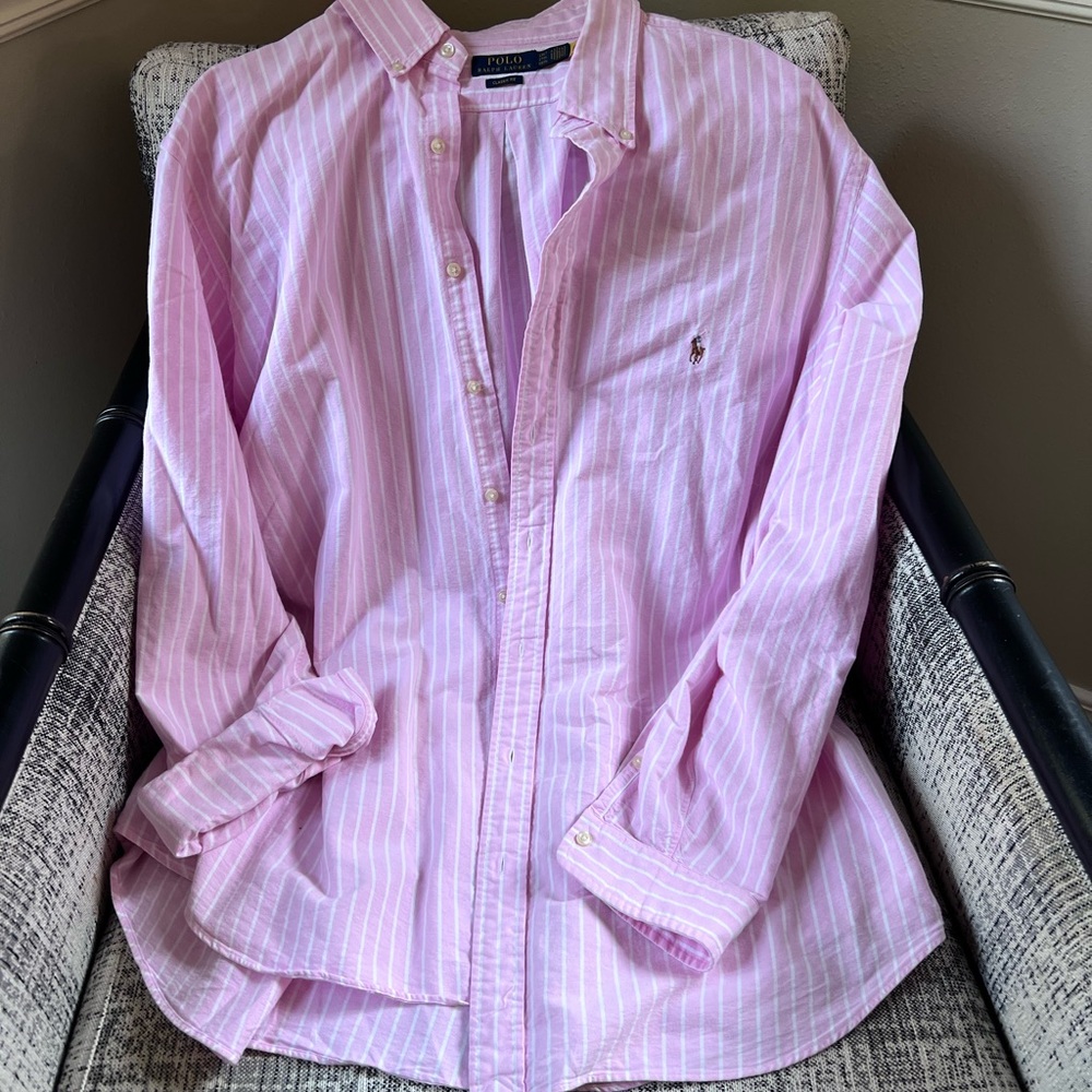 Ralph Lauren Light Pink Striped Button Down Shirt
